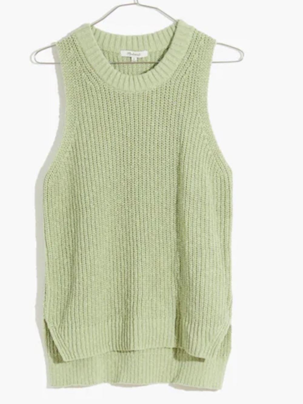 Madewell Shaker Sweater Tank XXS Oversized Sunfaded Mint Green Knit Style MC681